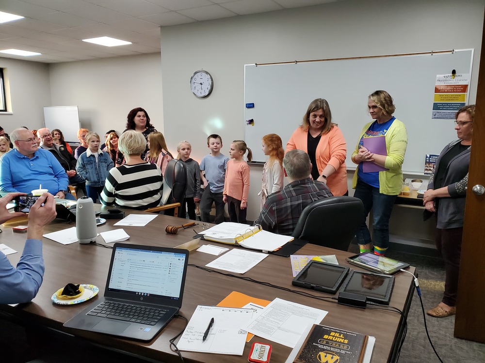 MVP 1st Grade WIN Students Present at the March Board Meeting