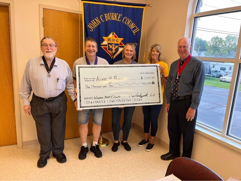Knights of Columbus donates $3000 to MVP Access for Recess